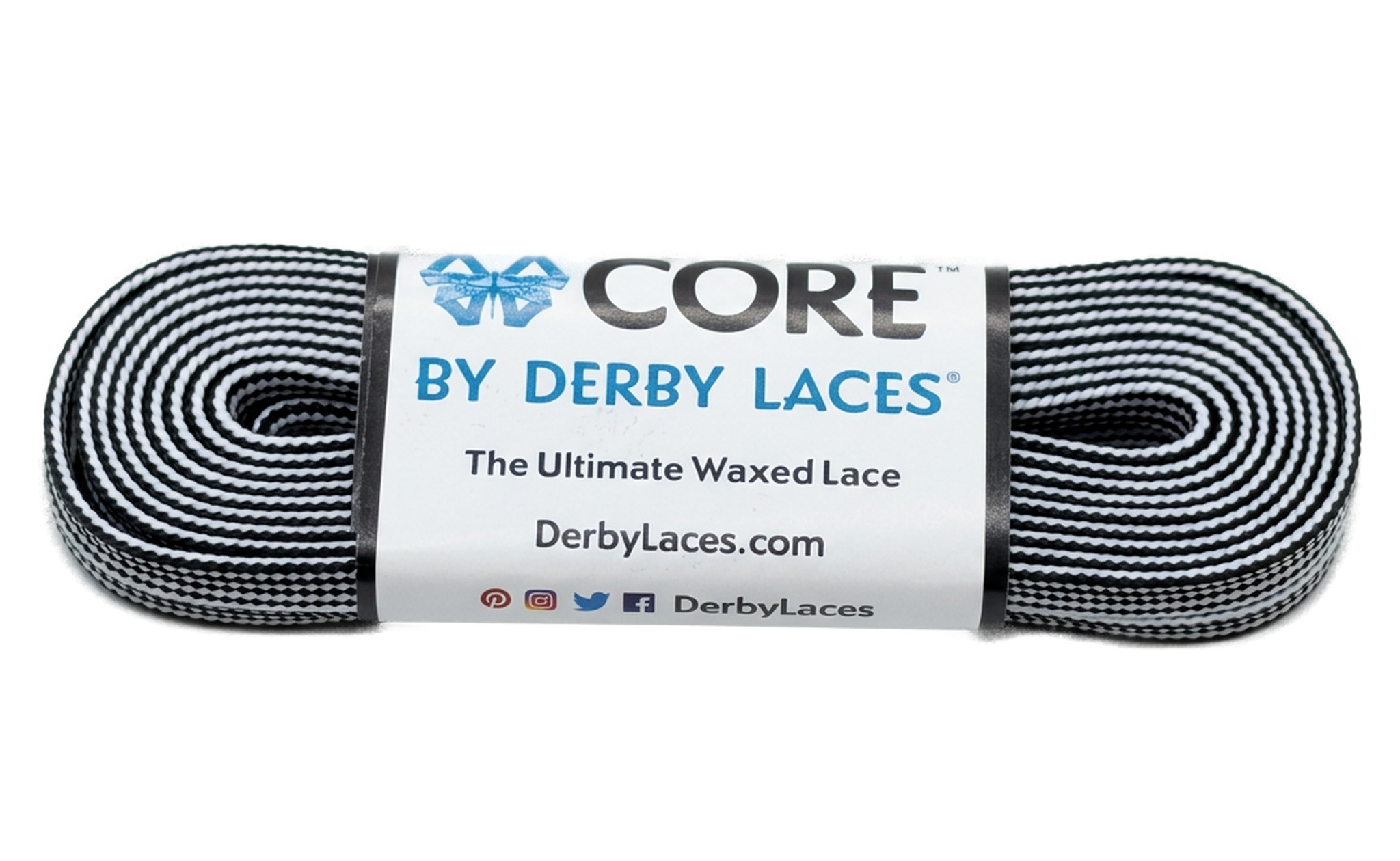 CORE by Derby Laces Black White Stripe waxed lace