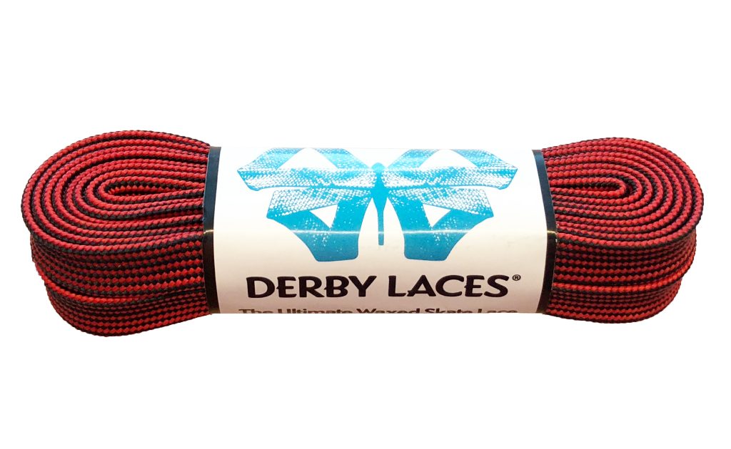 ROLLERDERBY Derby Laces ストライプ - フラット、幅10mm、ブーツ、スケート、ローラーダービー、ホッケースケート用