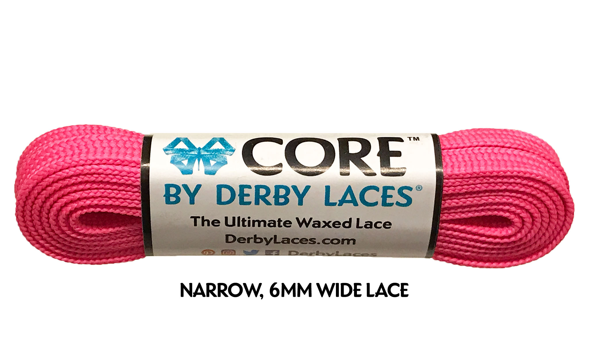 Narrow 6mm 96 inches Hot Pink Rollerskate Laces